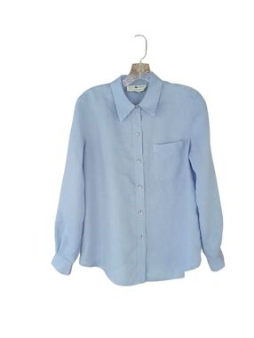 Saks Fifth Avenue Light Blue Button Down Linen Shirt SP